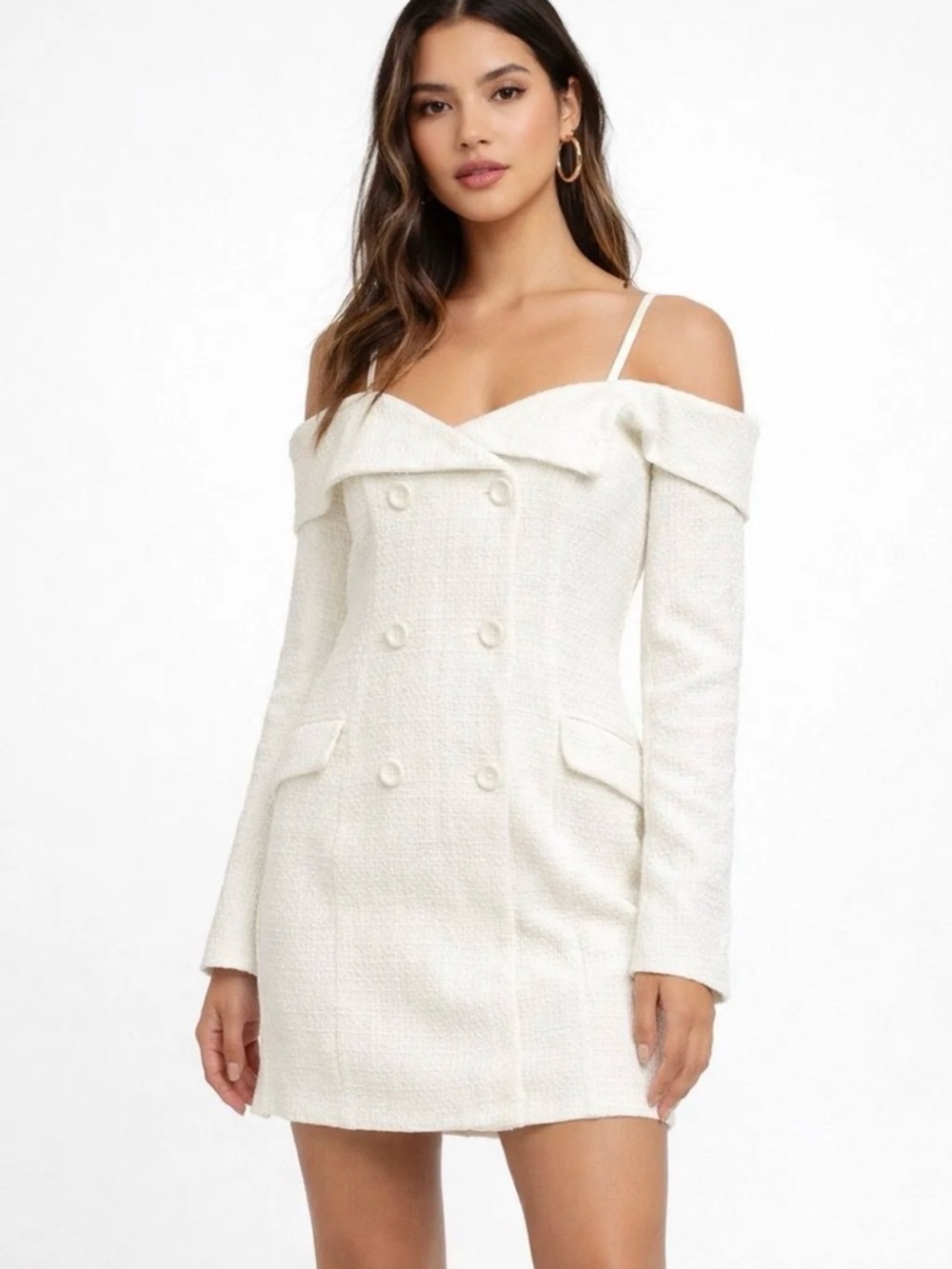 White Off Shoulder Blazer Mini Dress NWT | Reveuse | S